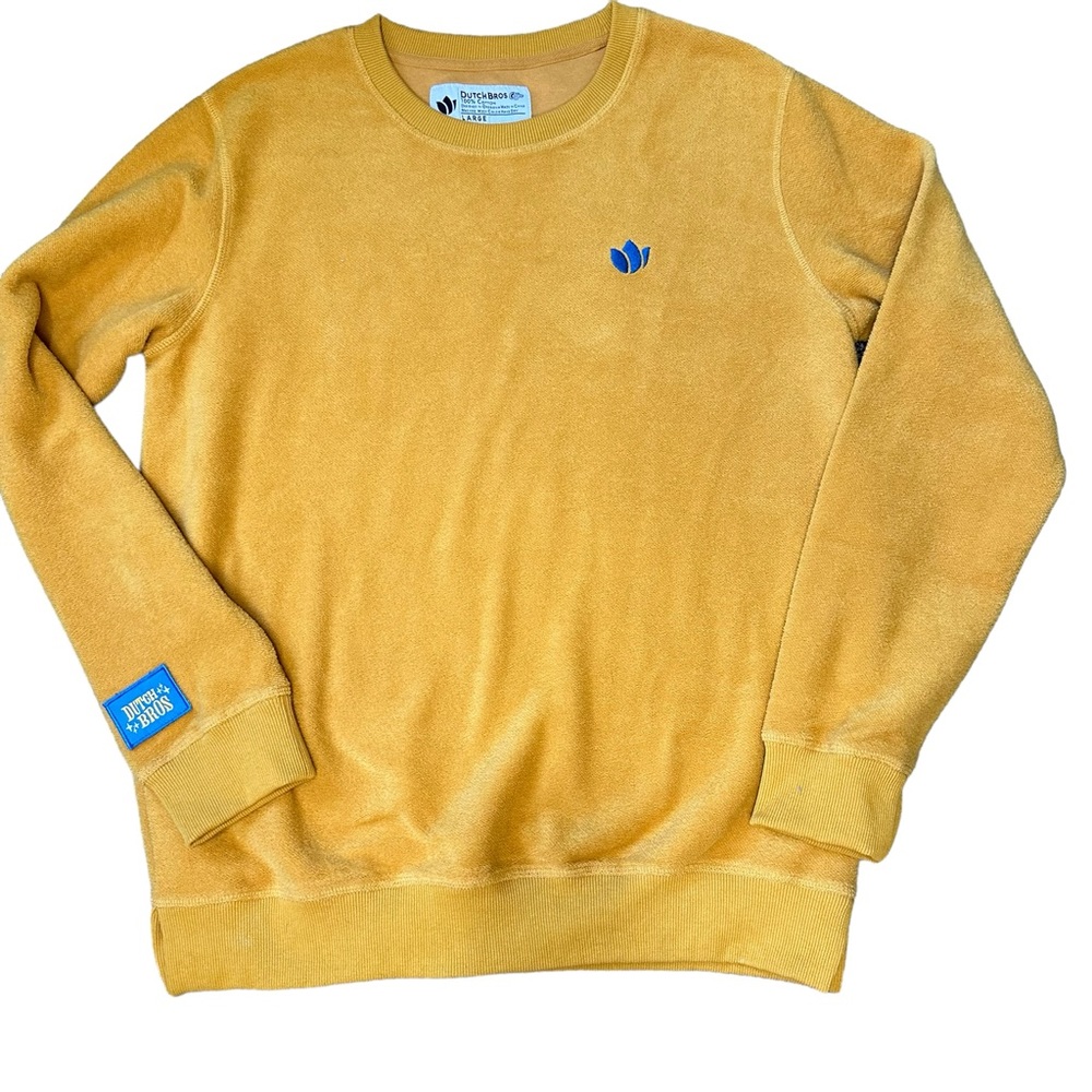 Dutch Bros SALE Gold Logo Crewneck Lightweight Fleece Sweater XS+Small+MED+L+XXL